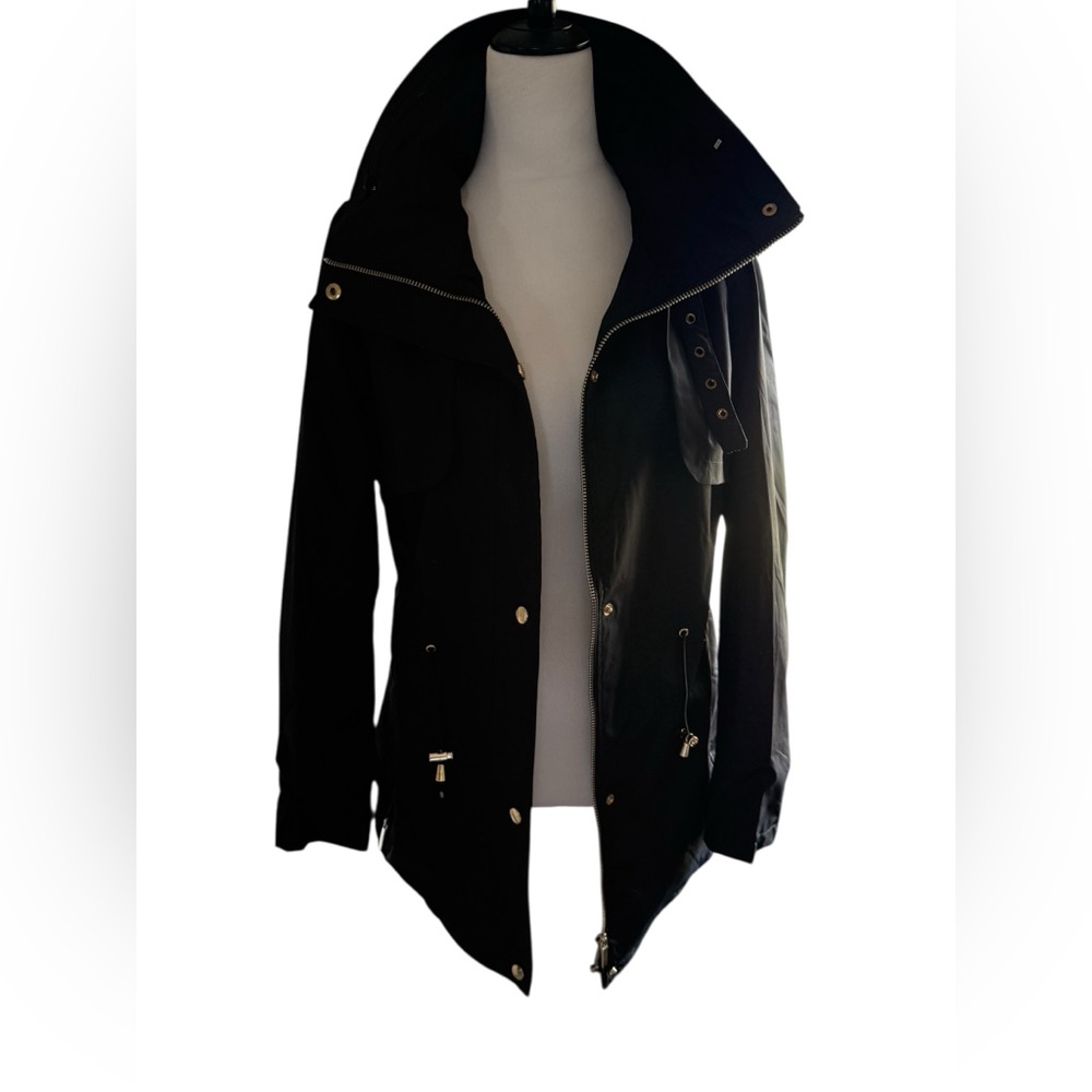 Yoki Black Rain Jacket with a Zipper and Snap Closure